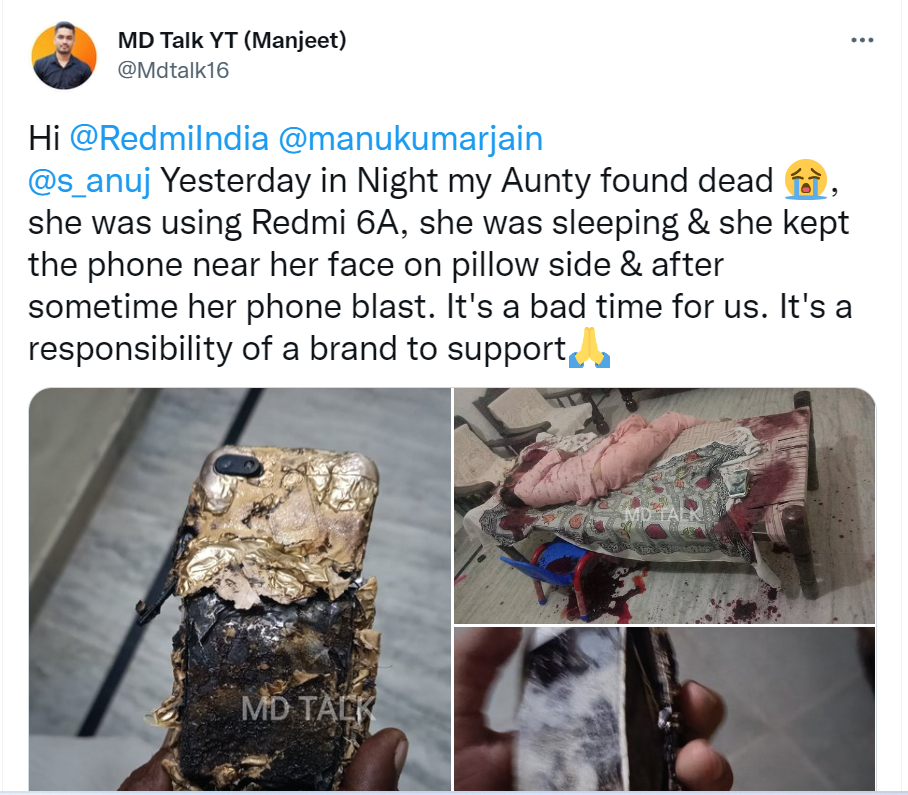 Indian Woman dies after her phone exploded while she was sleeping 2