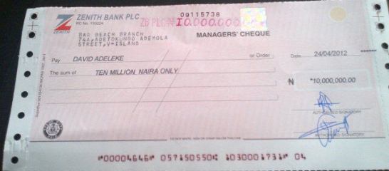 Davido Gets A Cheque Of N10 million, Calls It 'Lil Change' 3