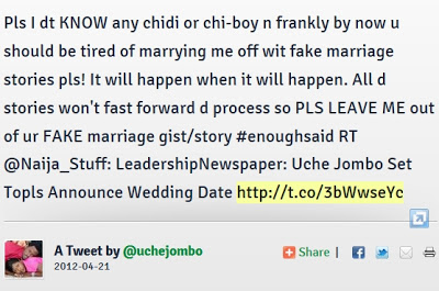 Uche Jumbo Debunks Wedding Rumours: 2