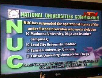 NUC suspends operational licences of seven private universities 1