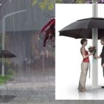 Street lamps with water-activated umbrellas for times when there's nowhere to hide 1
