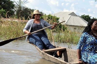 Aviation Minister Stella Oduah Paddles A Canoe to her village in Anambra State 5
