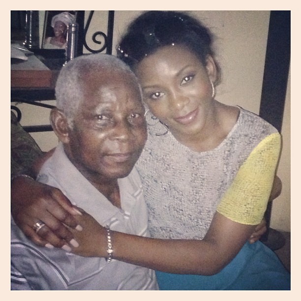 Picture Of Nollywood Actress Genevieve Nnaji And Her Dad 3