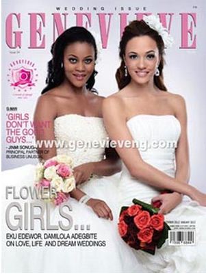Eku Edewor and Damilola Adegbite cover Genevieve Magazine's wedding issue 2