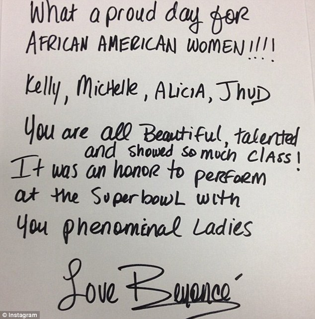 Beyonce Writes Thank You Note To Her Fellow Performers 4