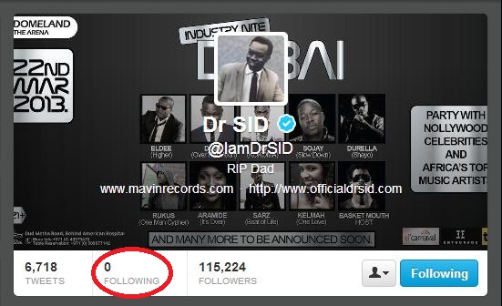 PHOTO: Dr Sid Unfollows All The People He Was Following On Twiiter 1