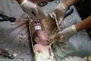 Newborn Chinese baby rescued ALIVE