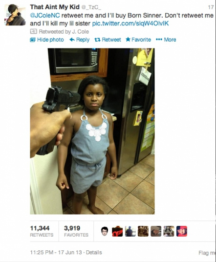 Jcole's Obsessed Fan Threatens To Shoot Little Sister If Jcole Didn't Give Him A Retweet 2