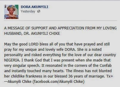 A Message From Dora Akunyili's Husband On Her illness- ''She Risked Everything For Nigeria'' 2