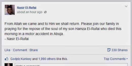 Nasir El Rufai's Son Dies In Car Accident 3