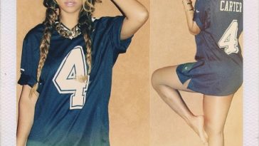Beyonce Shows Her Loyalty To Jay Z, Wears Nothing But Carter Jersey 2