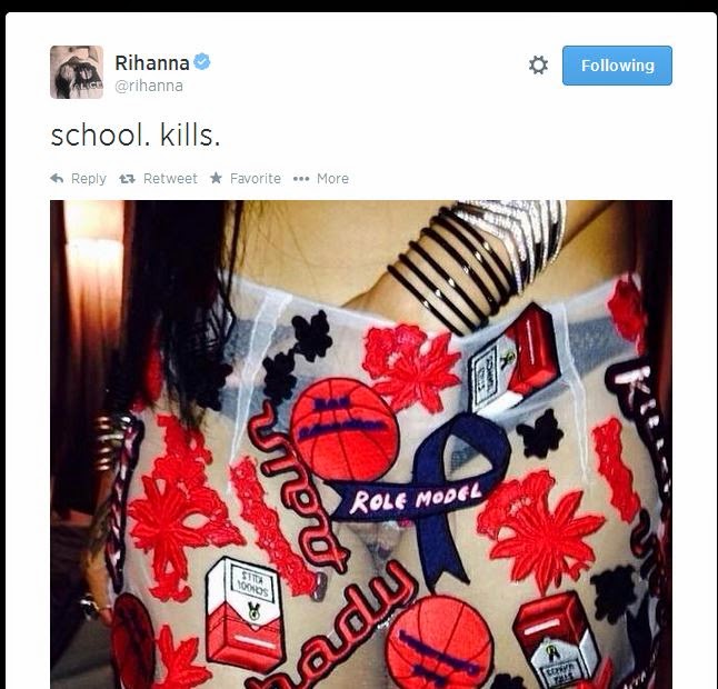 Rihanna Shares A Photo of Her Touching Herself With The Word ''School Kills'' 3