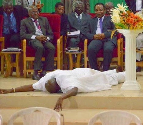PHOTO: Governor Fayose Flat On The Floor, Tells Church ''I will not allow this position to get into my head'' 2