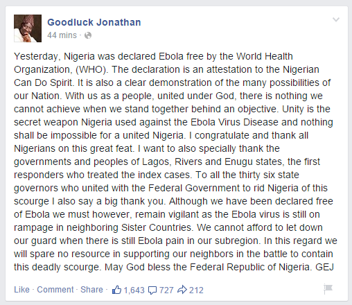 Goodluck Jonathan Thanks Nigerians For Uniting To Fight Ebola Virus 6