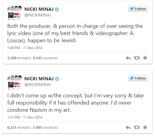 Nicki Minaj Apologies Over Nazi Inspired Video, Reveals She's Dating A Jew 1