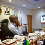 PHOTO Of Governor Fashola in His Office, Watching As INEC Announces Election Results 1