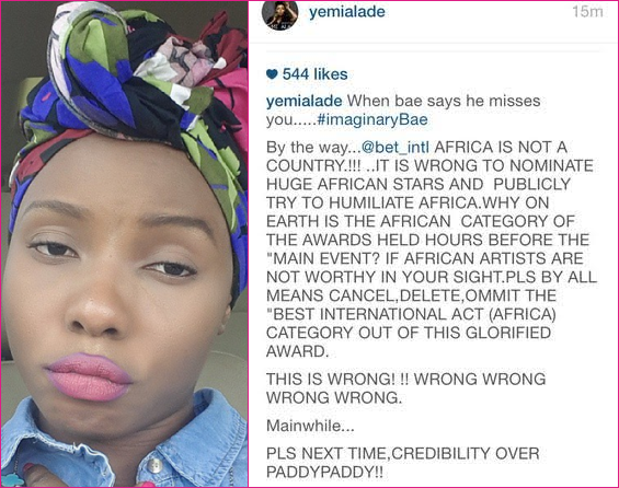 Yemi Alade Blasts BET Over Their Unfair Treatment Of African Celebrities 33