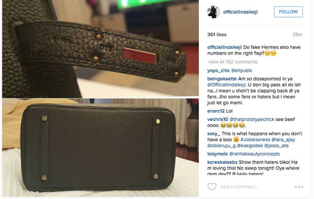 Linda Ikeji Fans Still not Convinced Her Hermes Birkins Bags Are Real, Wants Her To Show Receipts 6