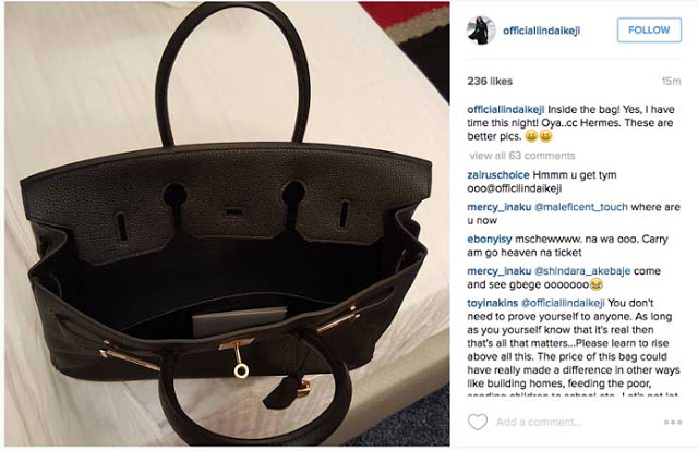 Linda Ikeji Fans Still not Convinced Her Hermes Birkins Bags Are Real, Wants Her To Show Receipts 5