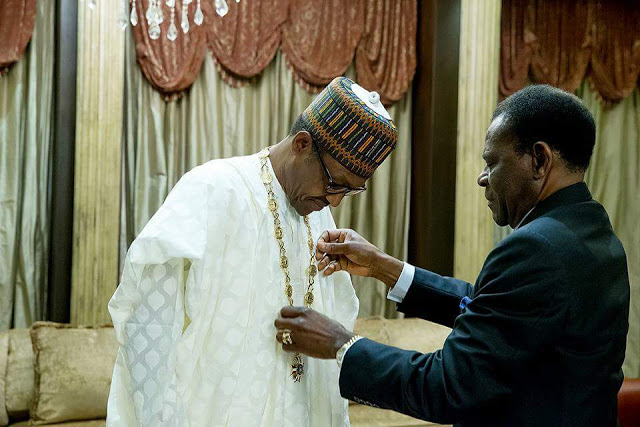 President Buhari Conferred With Highest National Honour In Equatorial Guinea (PHOTOS) 2