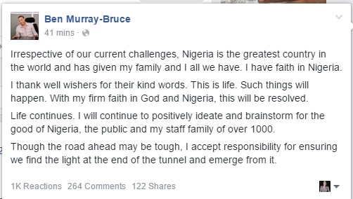 ''Nigeria has given my family and I all we have. I have faith in Nigeria'' - .Ben Murray-Bruce Thanks His Well Wishers 6