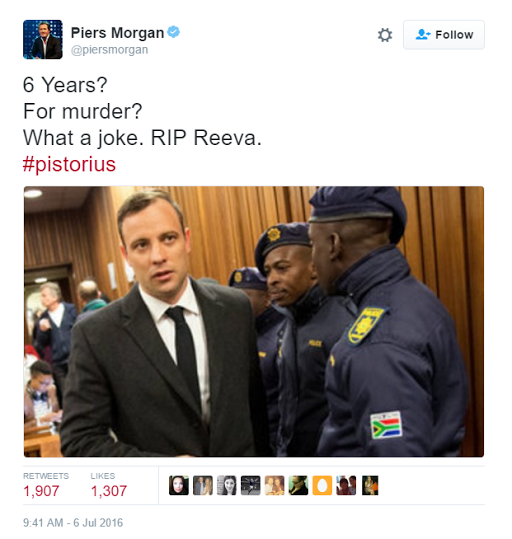 ‘If Oscar Pistorius was Black & Non-famous, He’d have Got Life Imprisonment’ – Piers Morgan 5