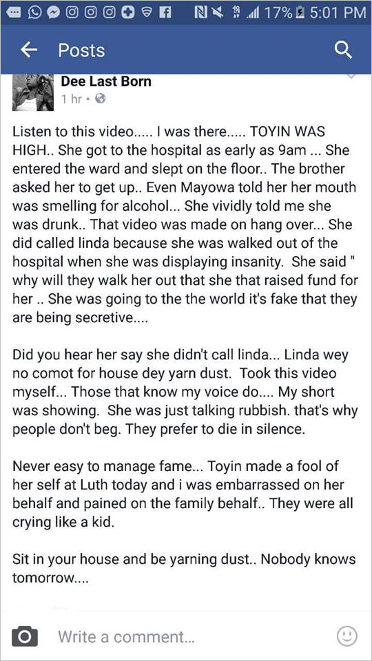 Facebook User Claims Toyin Animakhu Was Drunk Yesterday and Mayowa Complained Of Her [VIDEO] 3