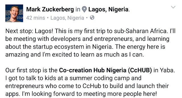 The Energy in Nigeria is Amazing - Facebook Founder Mark Zuckerberg 2