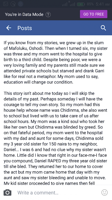 Read This SAD Story Of 3 Year Old Girl Chidinma Who Was Raped To Death… 3