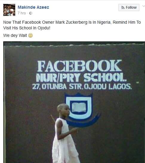 Checkout Tweets Trending About Mark Zuckerberg's Visit To Nigeria [PHOTOS] 5
