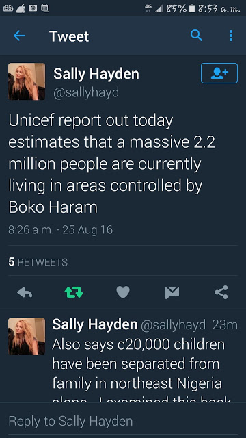 2.2 million people currently live in areas controlled by Boko Haram - UNICEF 53