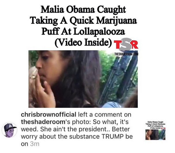 ''Worry about what Trump is smoking'' - Chris Brown defends Malia Obama after alleged ‘marijuana’ video surfaces (Watch Video) 2