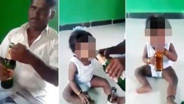 Shocking moment father laughs as he forces his 10-month-old baby to drink BEER in India [VIDEO] 5