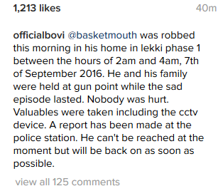 Basket mouth and His Family Robbed in His Lekki Phase One Home 2