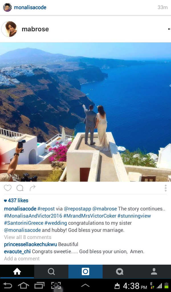 Another PHOTO From Monalisa Chinda And Victor Coker's Wedding In Greece 1