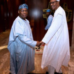 Photos of Obasanjo Smiling as He Meets with Buhari In Aso Rock 15