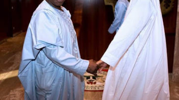 Photos of Obasanjo Smiling as He Meets with Buhari In Aso Rock 5