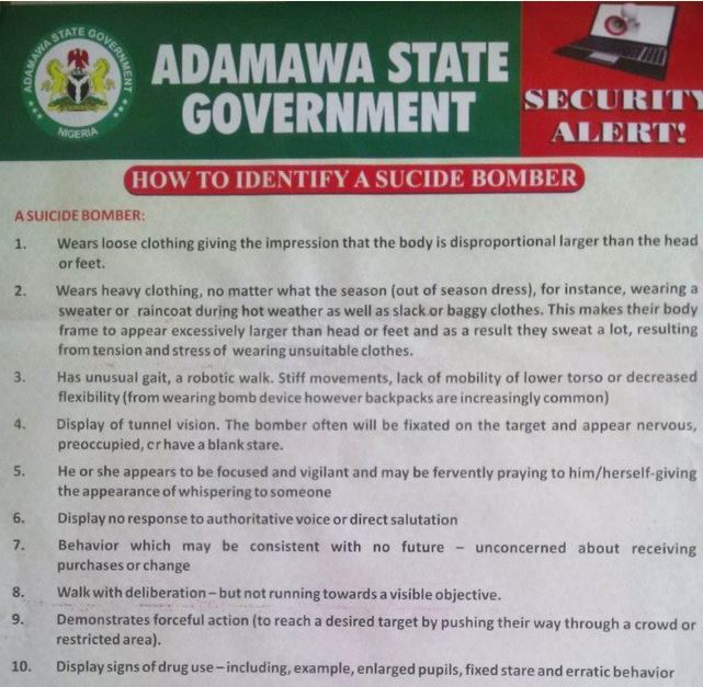 How to Identify a Suicide Bomber - Adamawa State Government Educate Residents 8