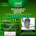 Guild of Professional Bloggers of Nigeria Lecture on Combating Fake News in Cyberspace Holds Tomorrow. 11