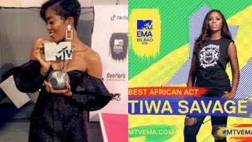 Tiwa Savage Beats Davido And Other African Acts To Become The First Female To Win 'MTV Best African Act' 1