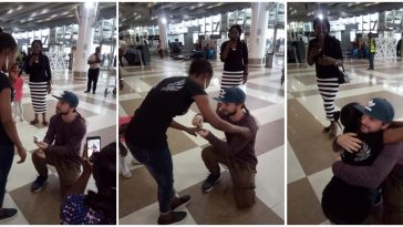 American Man Visits Nigeria For The First Time, Proposes To Girlfriend He's Just Meeting For The First Time At Airport 8