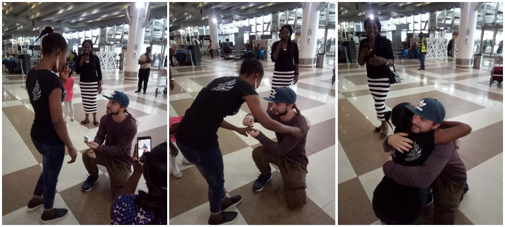 American Man Visits Nigeria For The First Time, Proposes To Girlfriend He's Just Meeting For The First Time At Airport 11