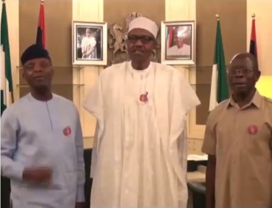 Watch Viral Video Of President Buhari, Osinbajo And Oshiomhole Singing 'Merry Christmas' 36