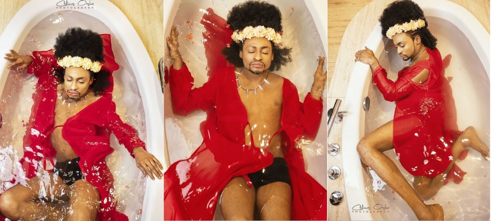 See The Controversial Photos Of Denrele Edun In A Bathtub That Has Got People Talking 2