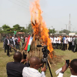 APC Members Burn Dozens Of Brooms, Displays 'APC RIP' Inscribed White Coffin, Joins PDP In Akwa-Ibom 9