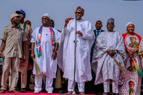 "Our Governortorial Candidate" - President Buhari Commits Another Error During APC Campaign In Delta State 1