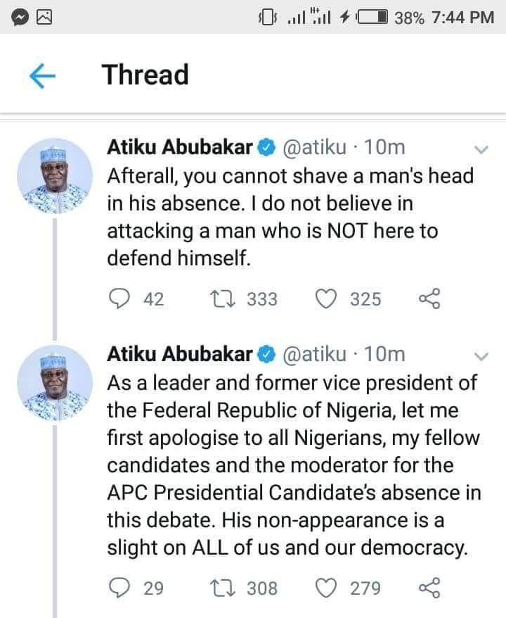 Atiku Abubakar Reveals Why He didn't Participate In #2019PresidentialDebate 3